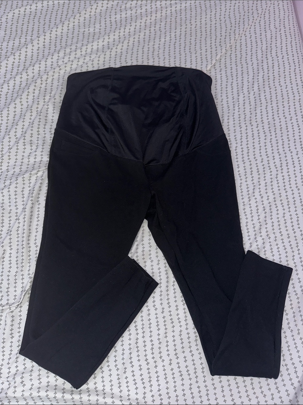 Black Maternity jeggings high waist belly stretch